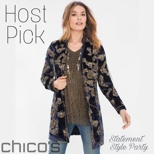 🍷HP🍷CHICO'S COLLECTIBLE VELVET APPLIQUE JACKET